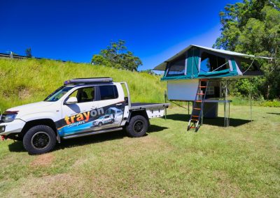 traymate aluminium camping canopy VW Amarok setup campsite slide on